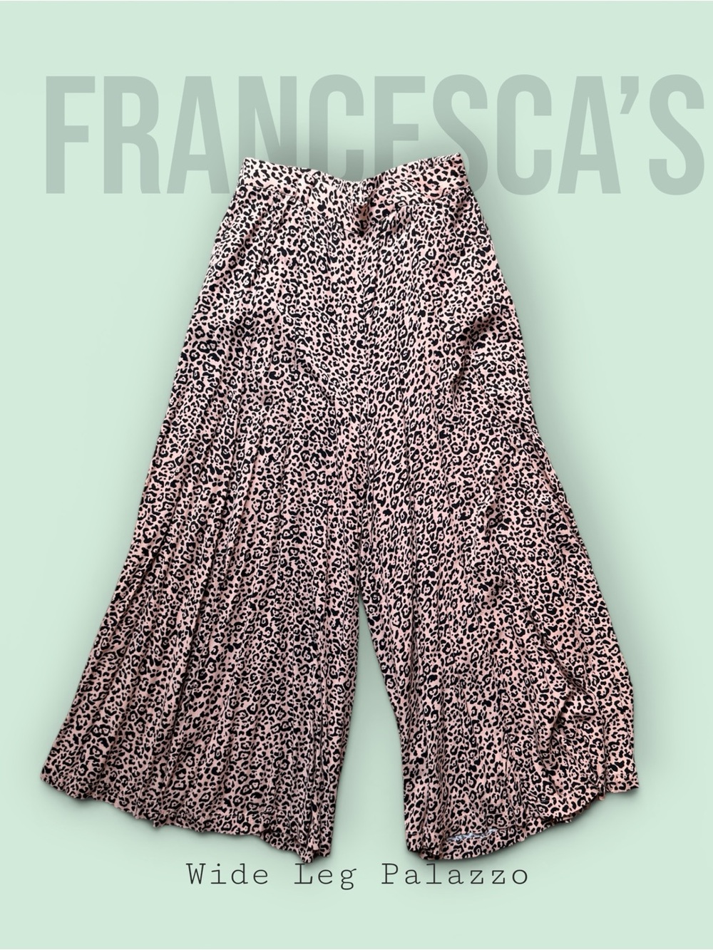 Francesca's Leopard Wide Leg Palazzo Pants - Medium